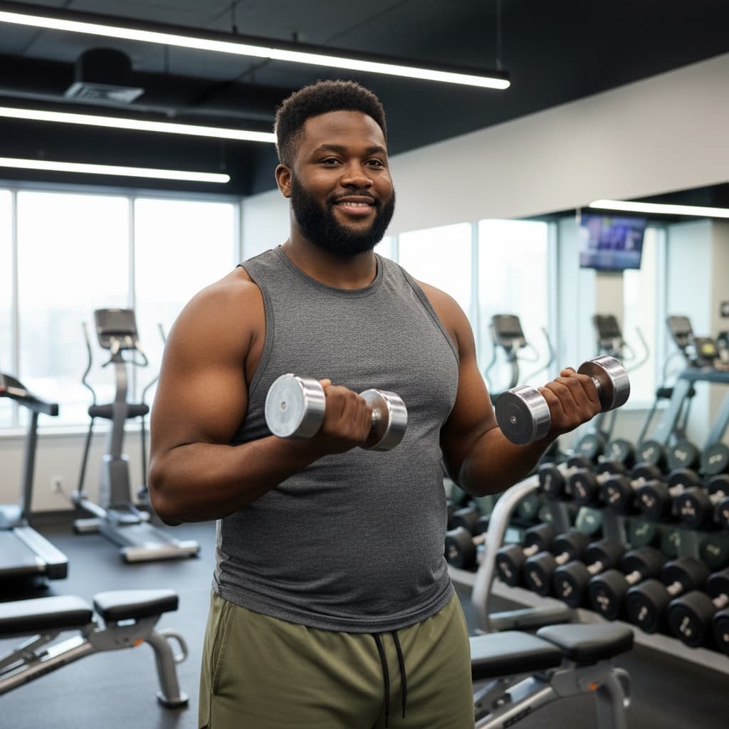curve black man before gym environment starting 16610933