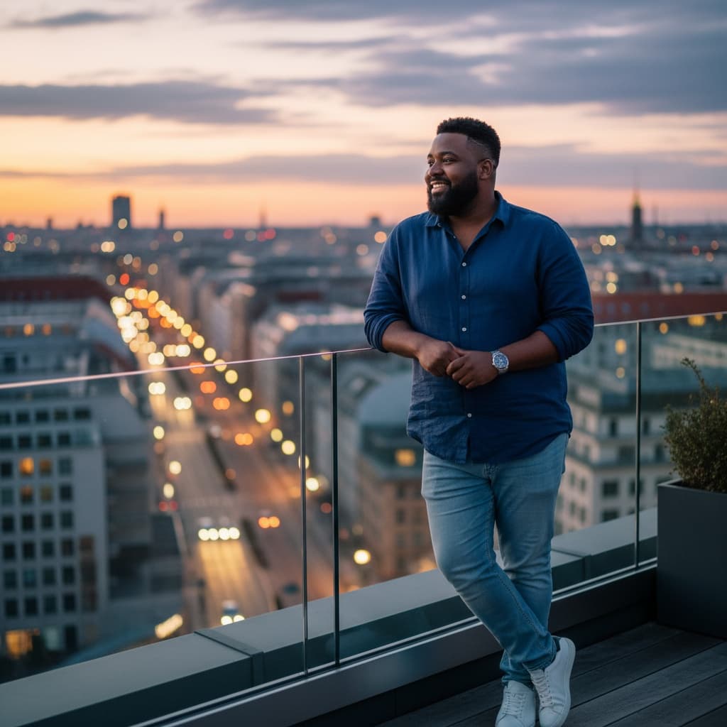 curve black man berlin rooftop skyline 45404519