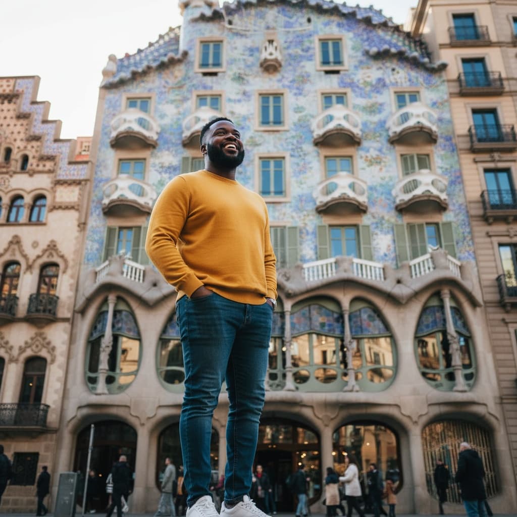 curve black man casa batllo balcony facade 60624471