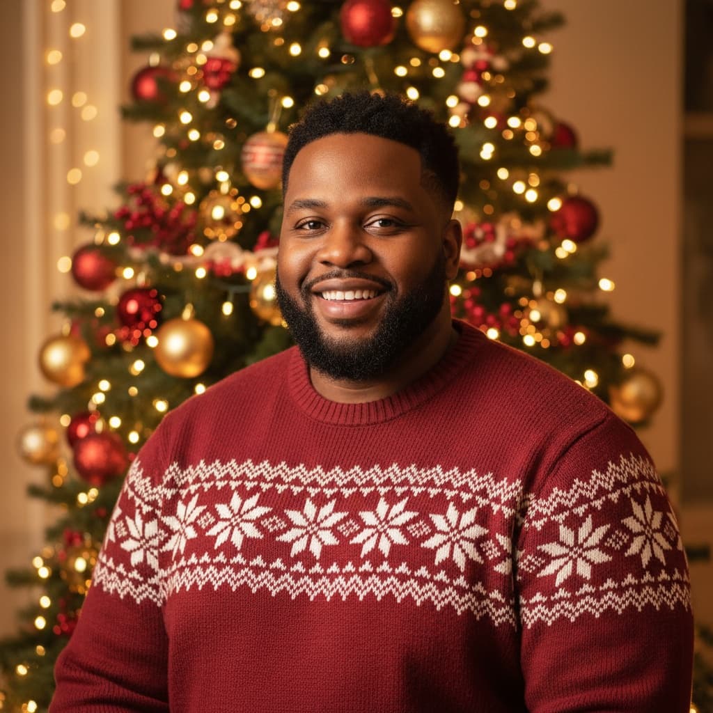 curve black man classic christmas tree portrait 47166553