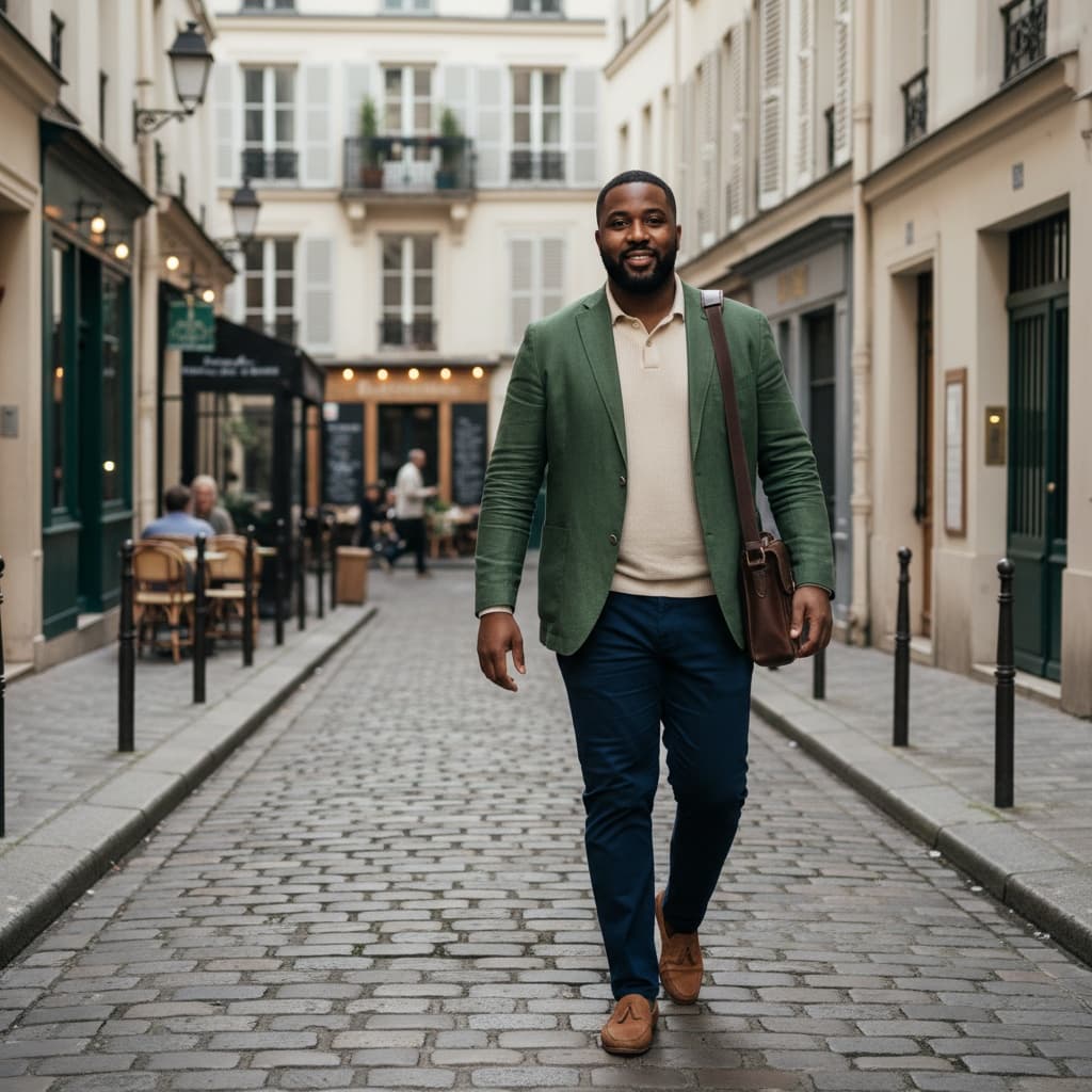 curve black man cobblestone street marais 31647035