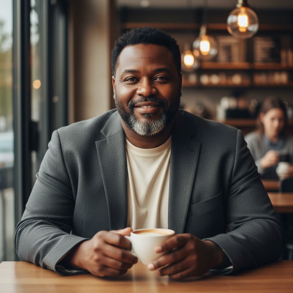 curve black man coffee shop approachable 97261604