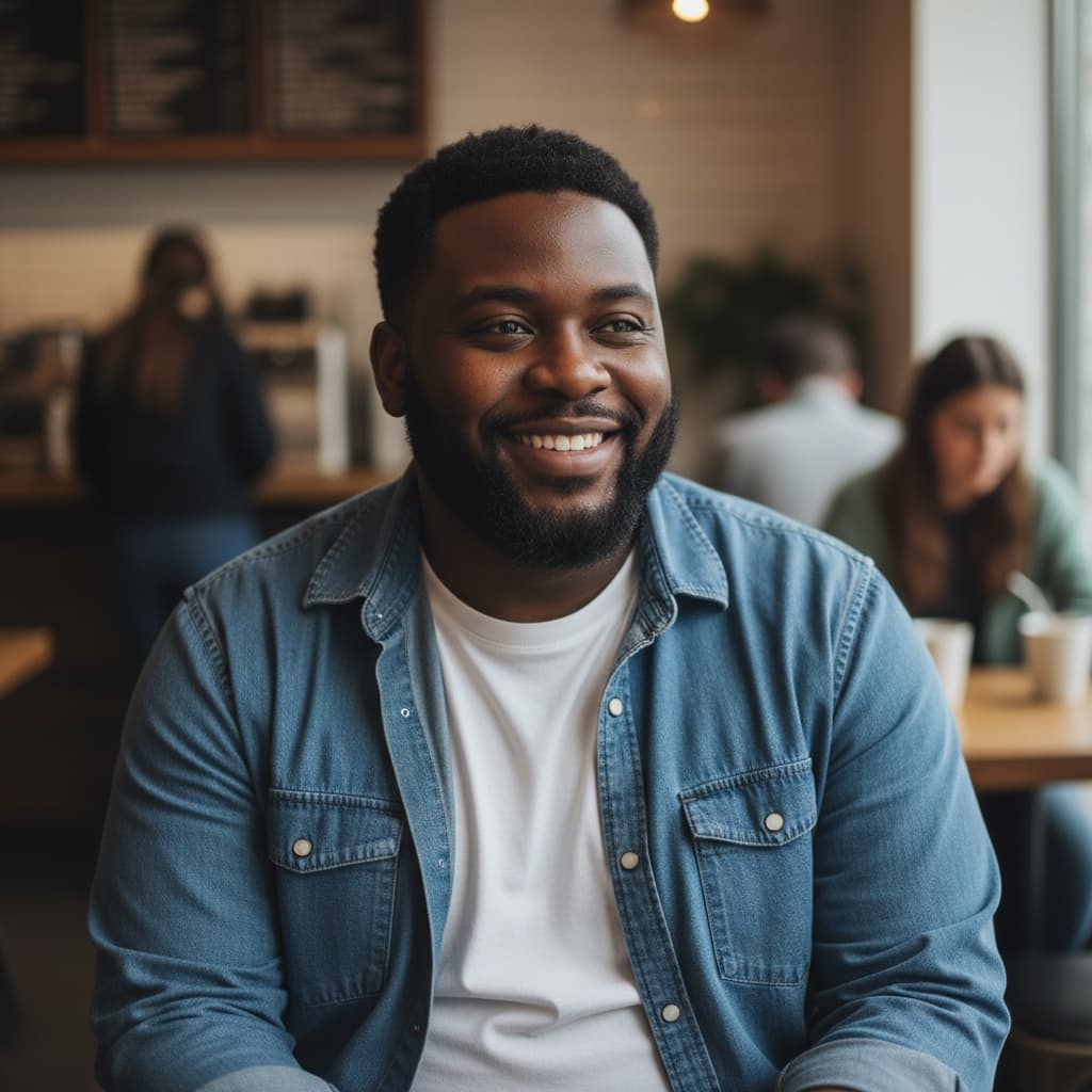curve black man coffee shop casual 42091285