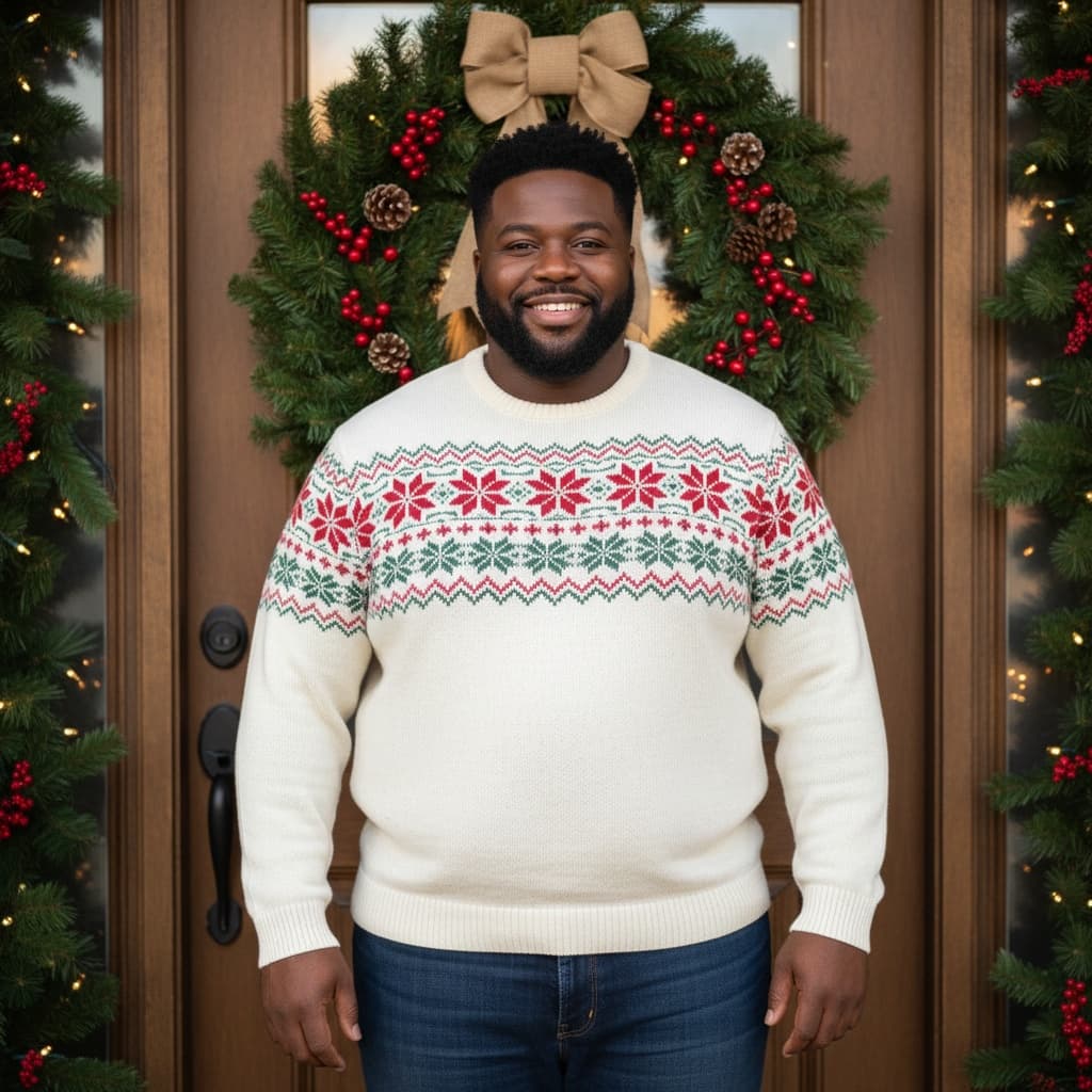curve black man festive front door greeting 80162853