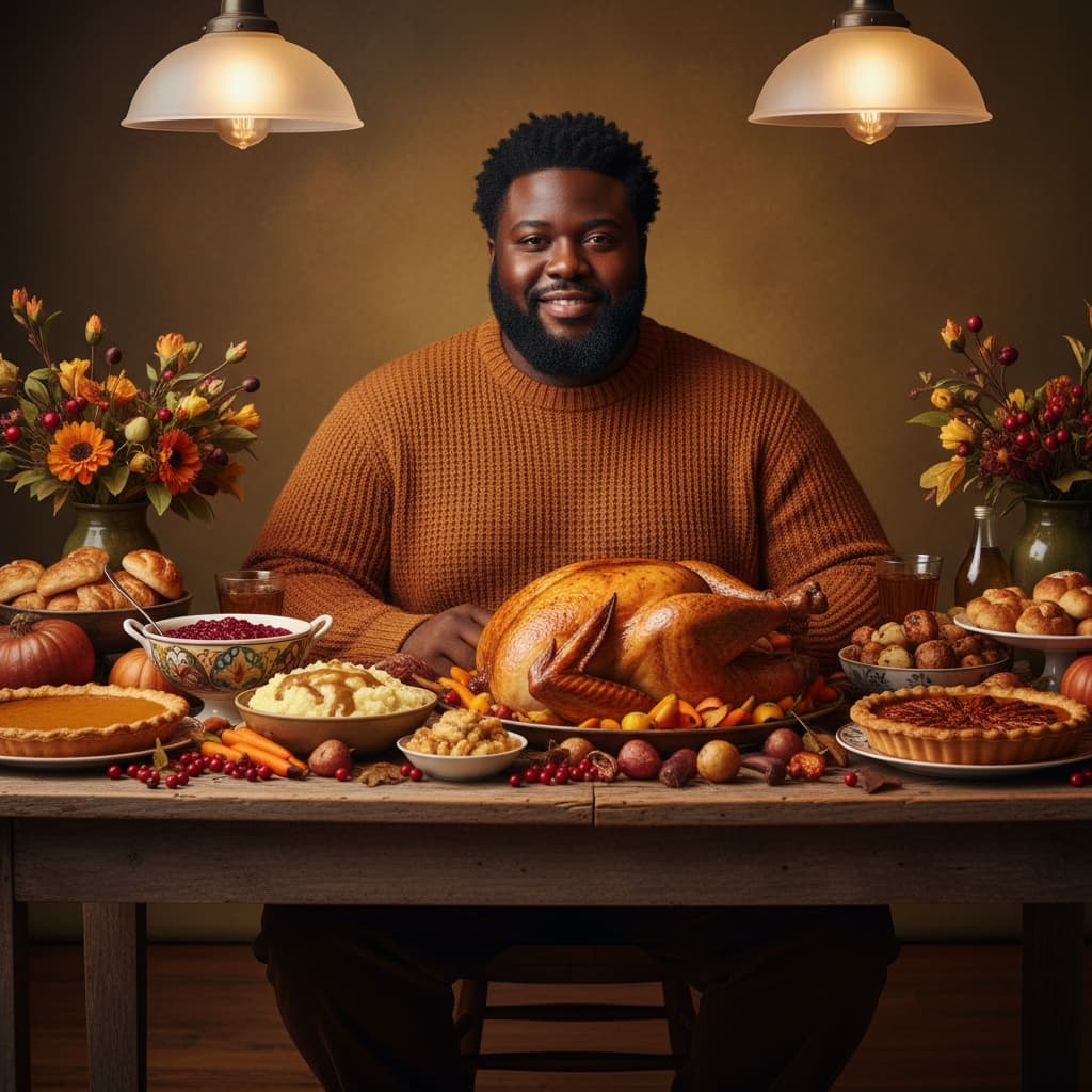 curve black man harvest table food portrait 59204301