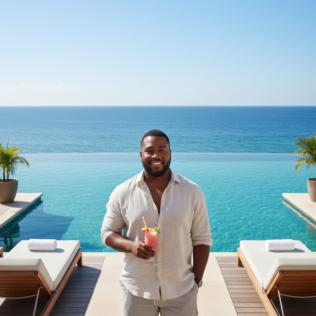 curve black man infinity pool paradise 81715765