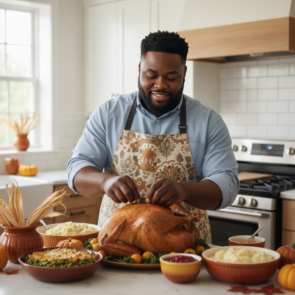 curve black man kitchen cooking thanksgiving 71671167