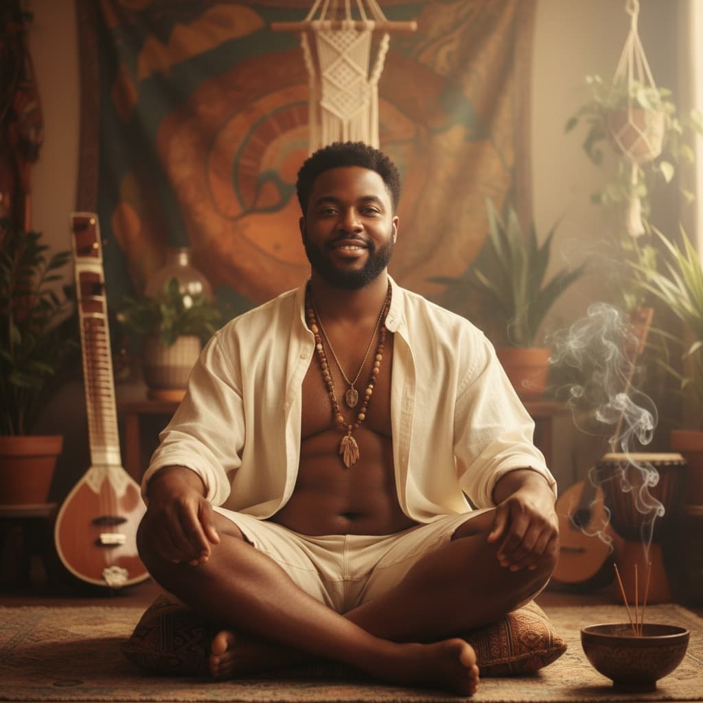 curve black man meditation spiritual portrait 95898593