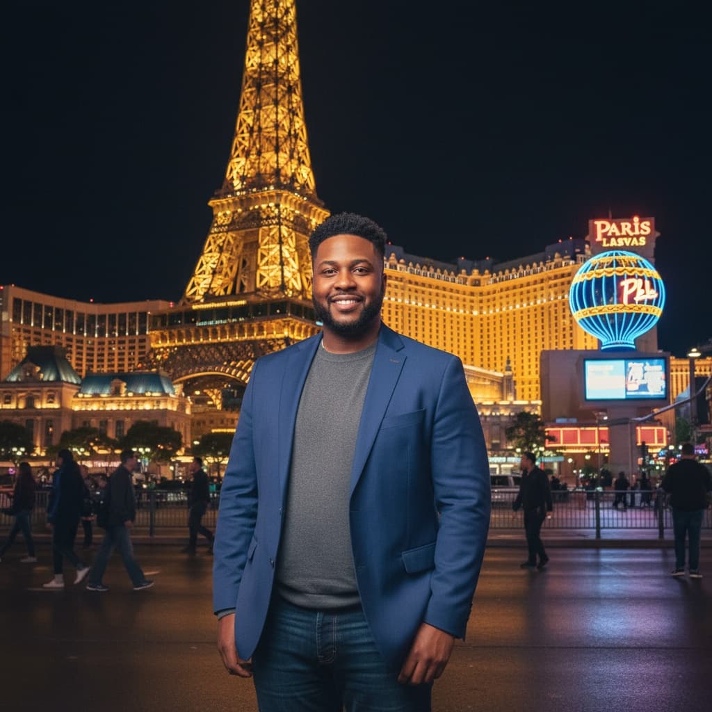 curve black man paris eiffel tower replica 96845230