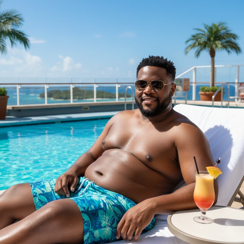 curve black man poolside cruise relaxation 78521783