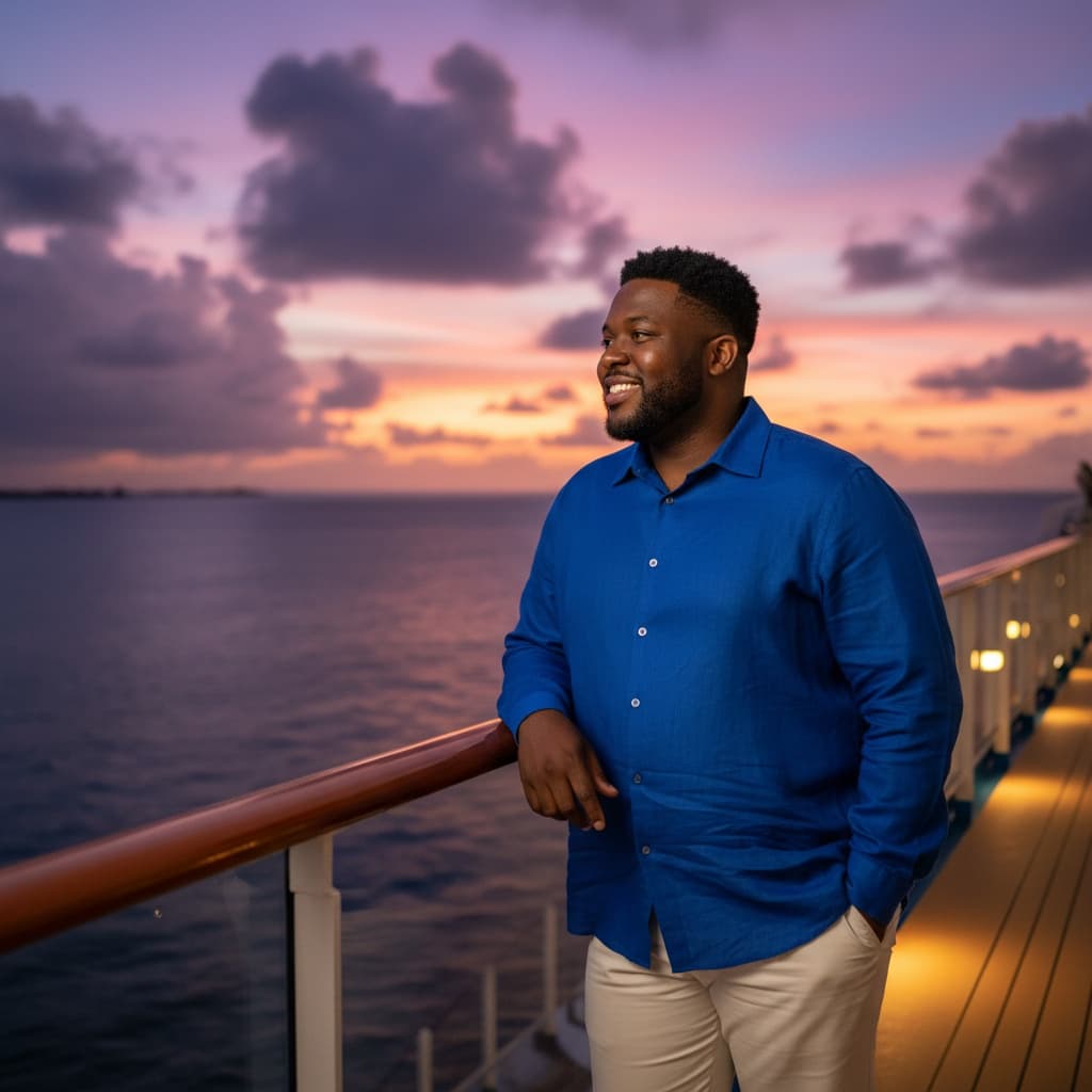 curve black man romantic ship railing evening 30278148