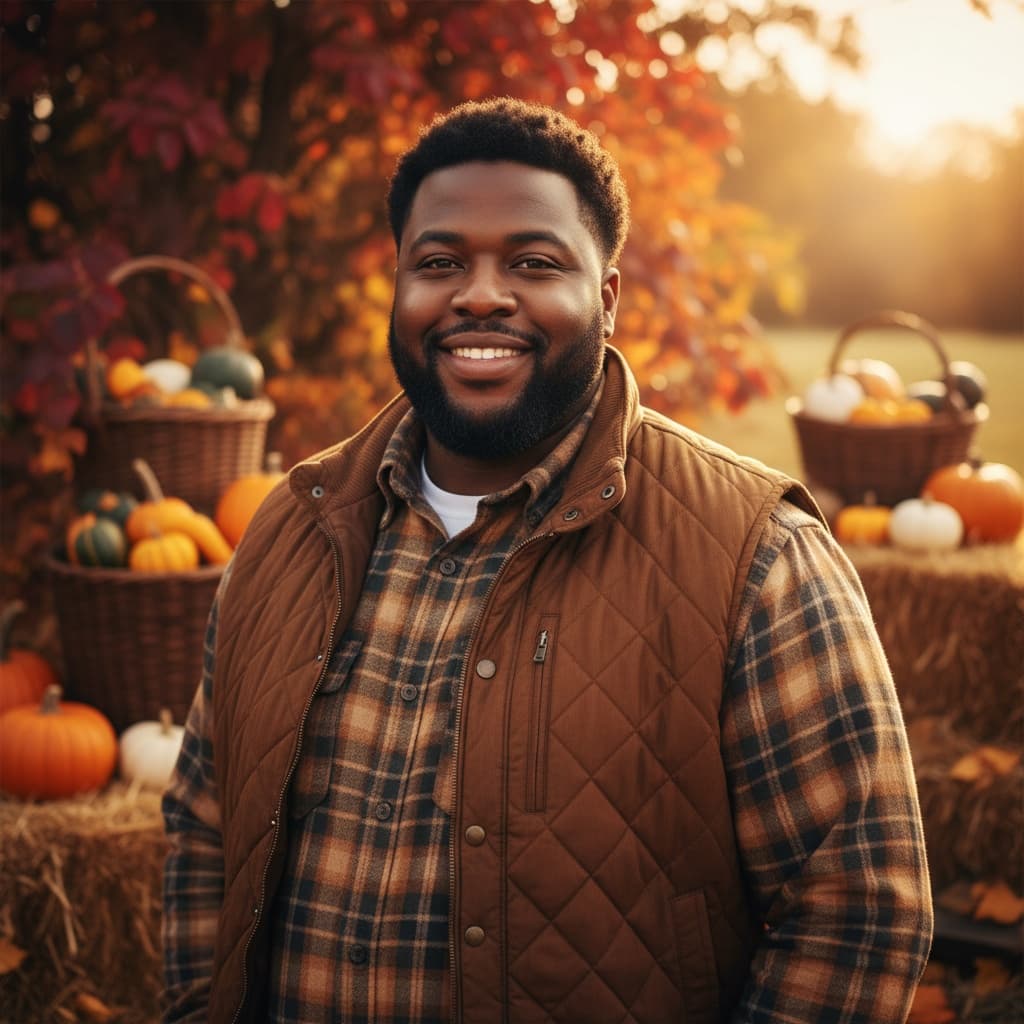 curve black man rustic autumn outdoor portrait 10535208