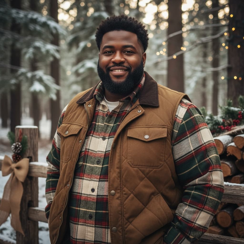 curve black man rustic woodland christmas 14149780