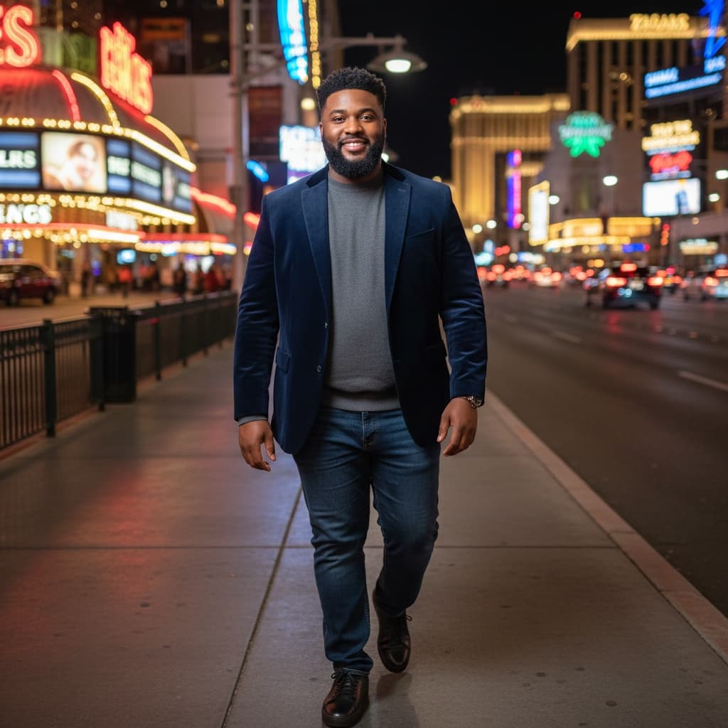 curve black man strip walking night energy 76402580