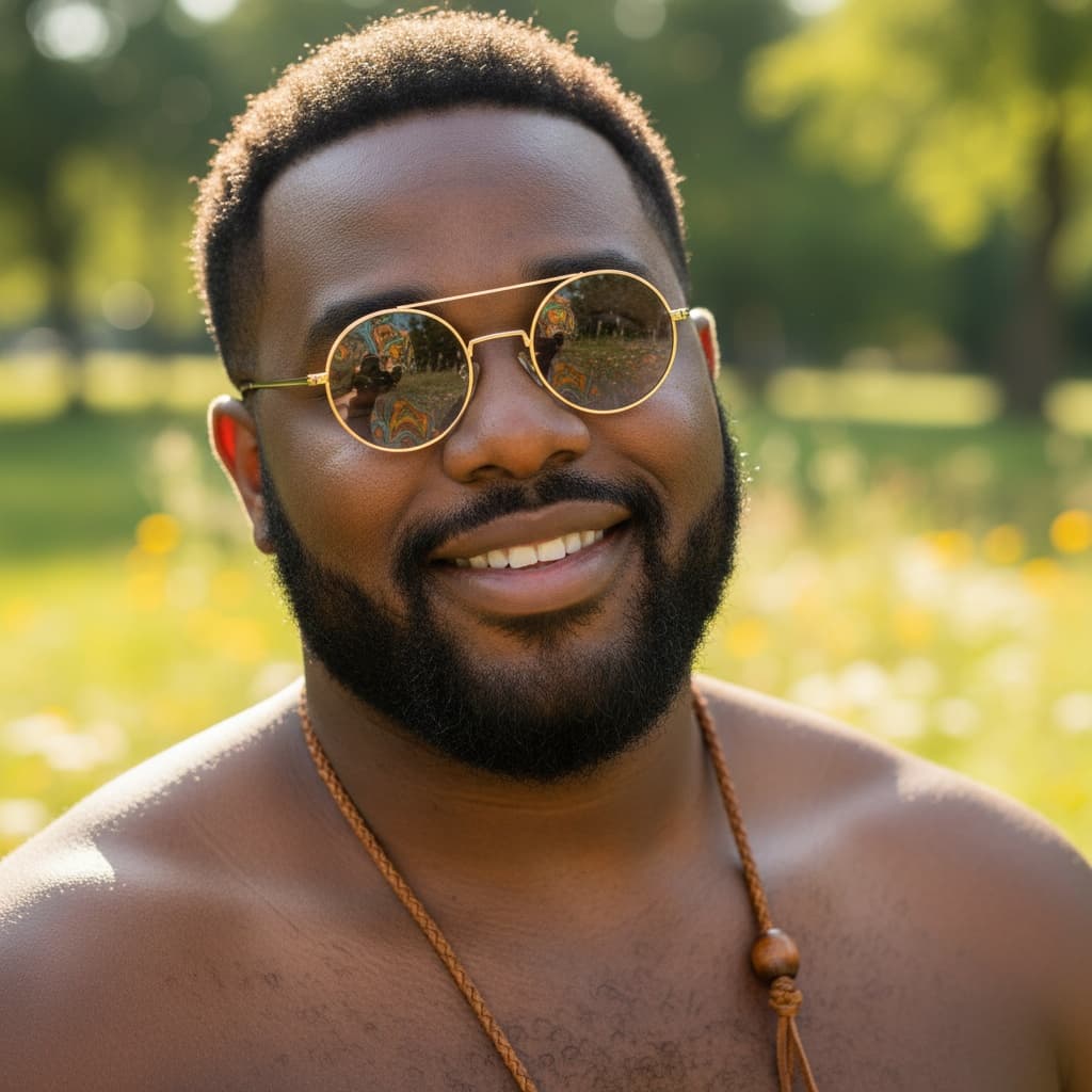 curve black man sunglasses outdoor closeup 75803435