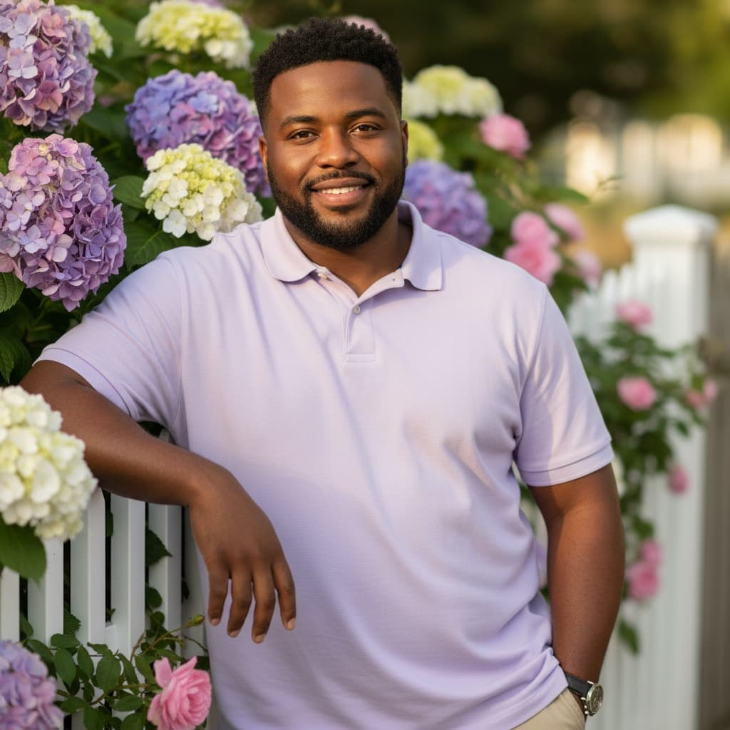 curve black man white picket fence spring 64597496