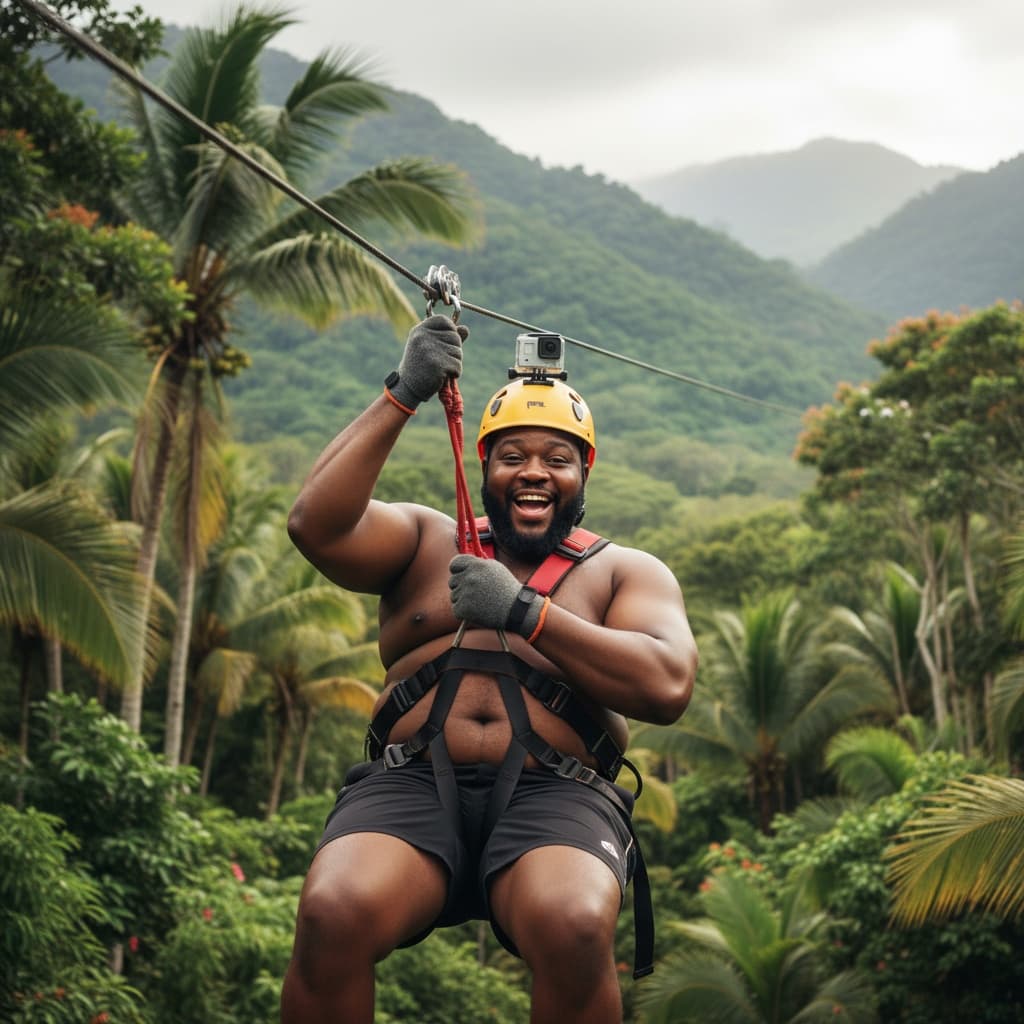 curve black man zipline tropical adventure 19991882