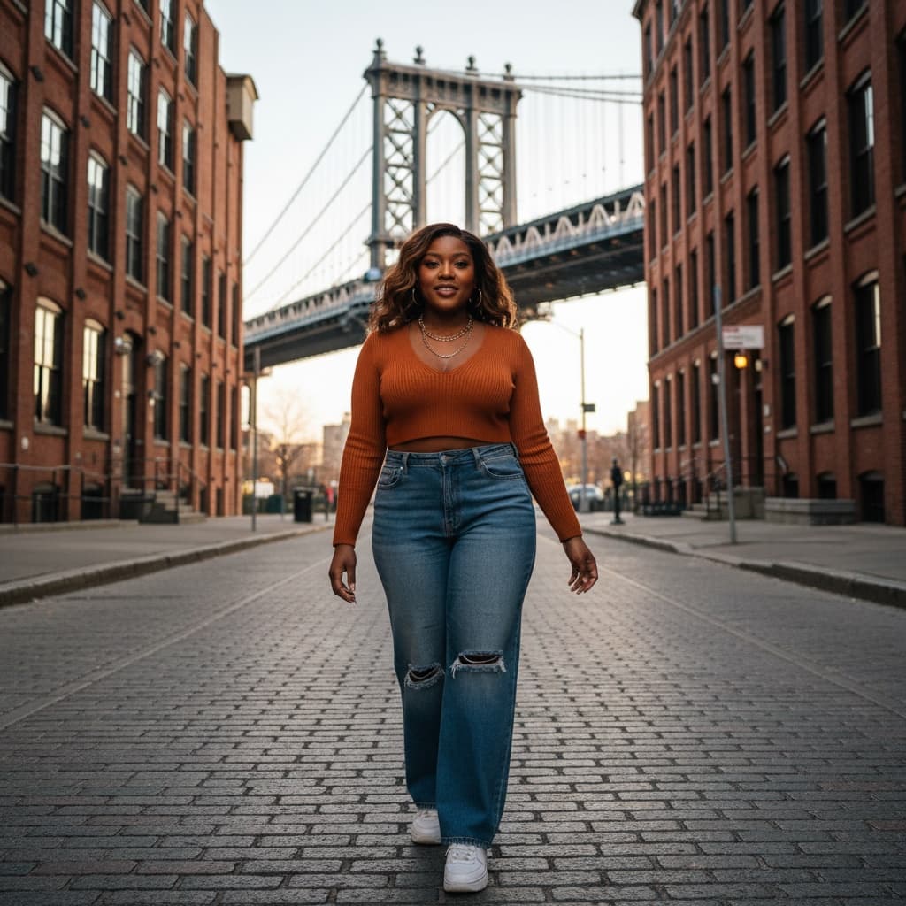 curve black woman dumbo brooklyn bridge view 39631637