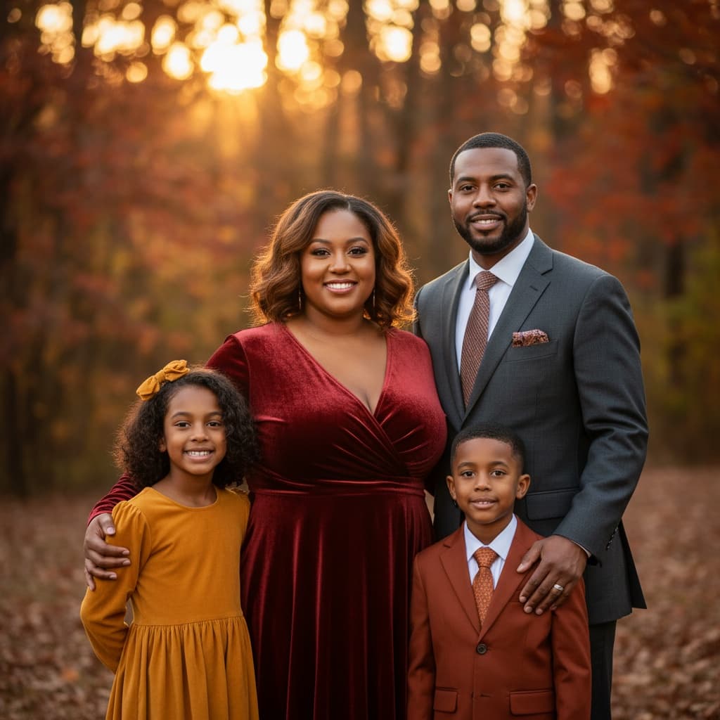 curve black woman formal portrait autumn background 36603426