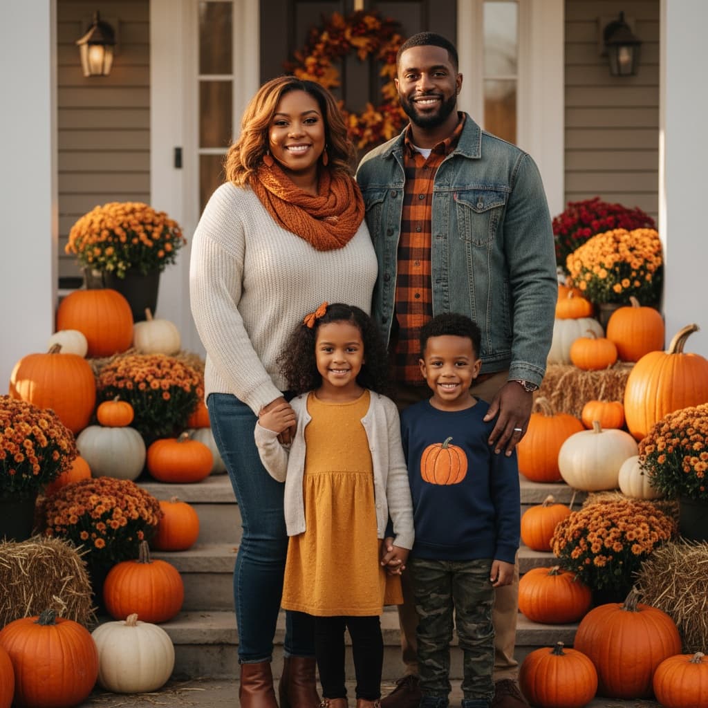 curve black woman front porch fall decor 98452972