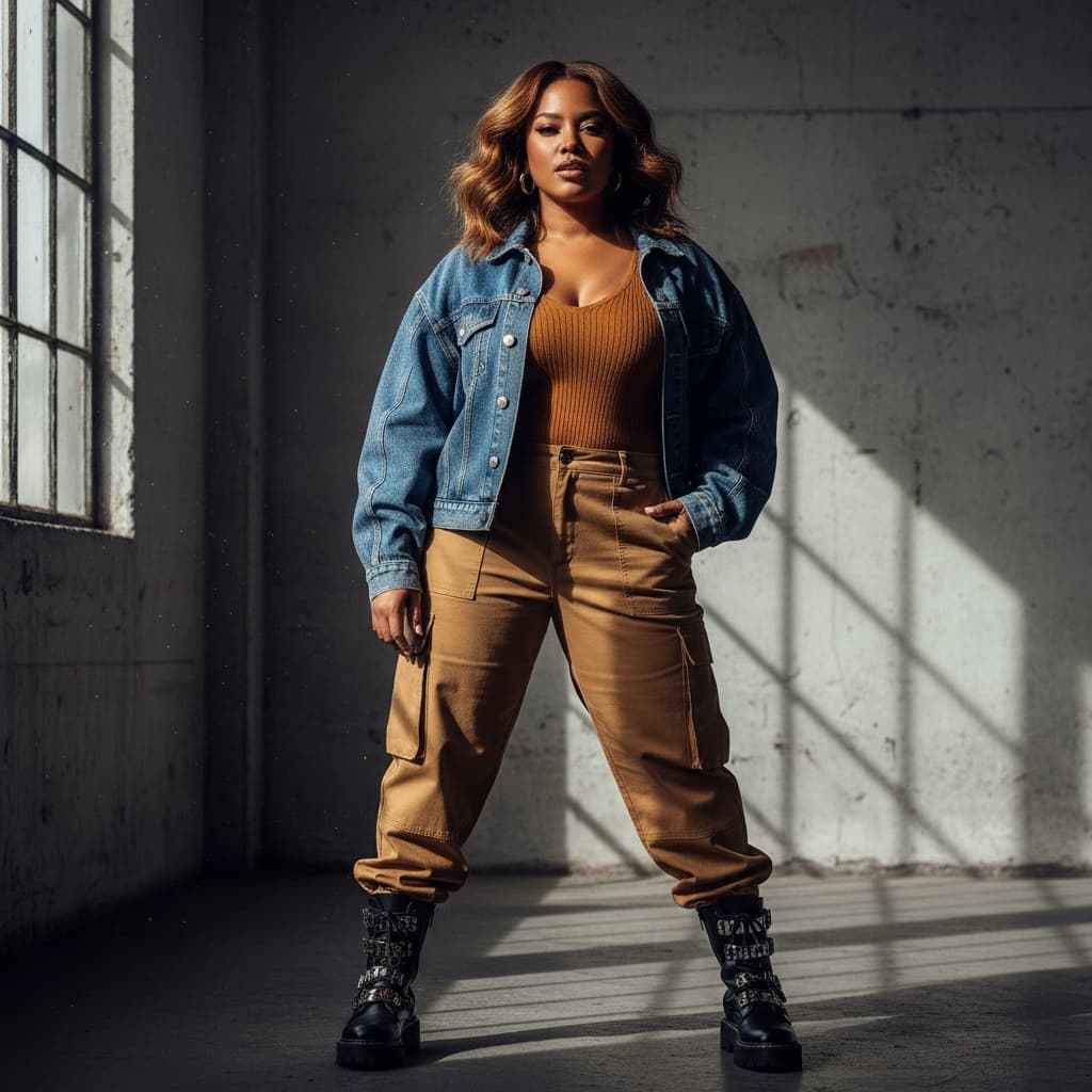 curve black woman industrial warehouse edgy 78028841