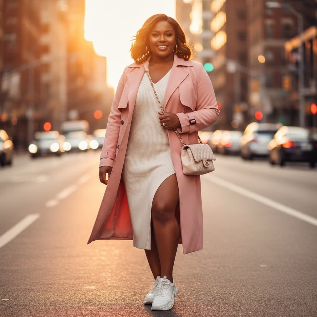 curve black woman urban street style full body 71677620