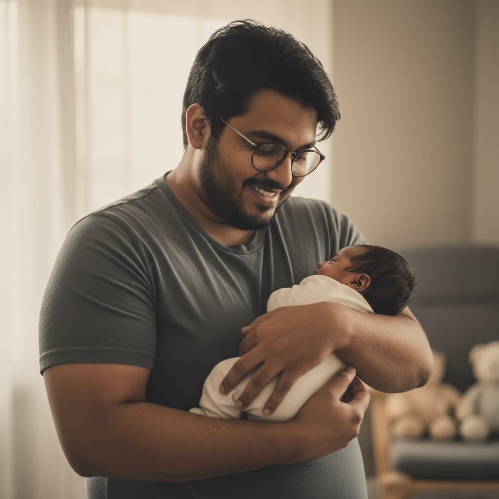 curve indian man dad with baby close up 26640105