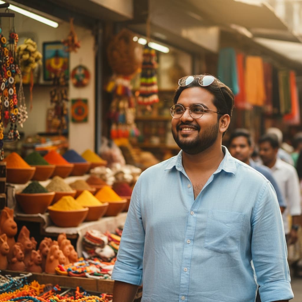 curve indian man local market exploration 76286782