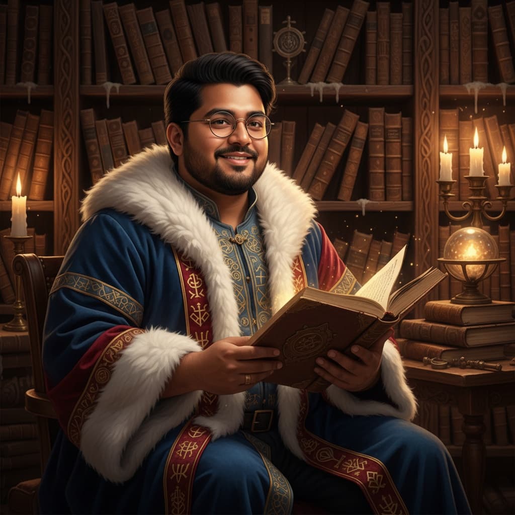 curve indian man wizard scholar library 98472832