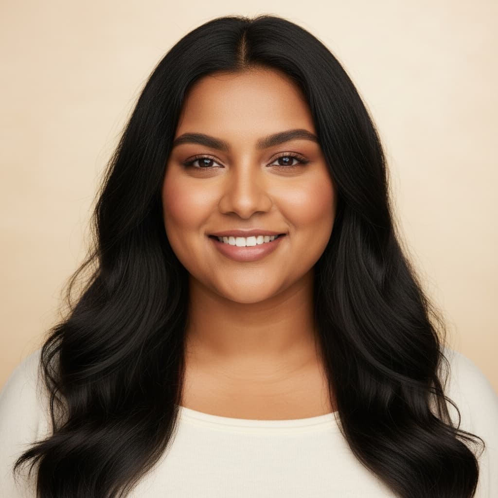 curve indian woman cream background natural light 66721292