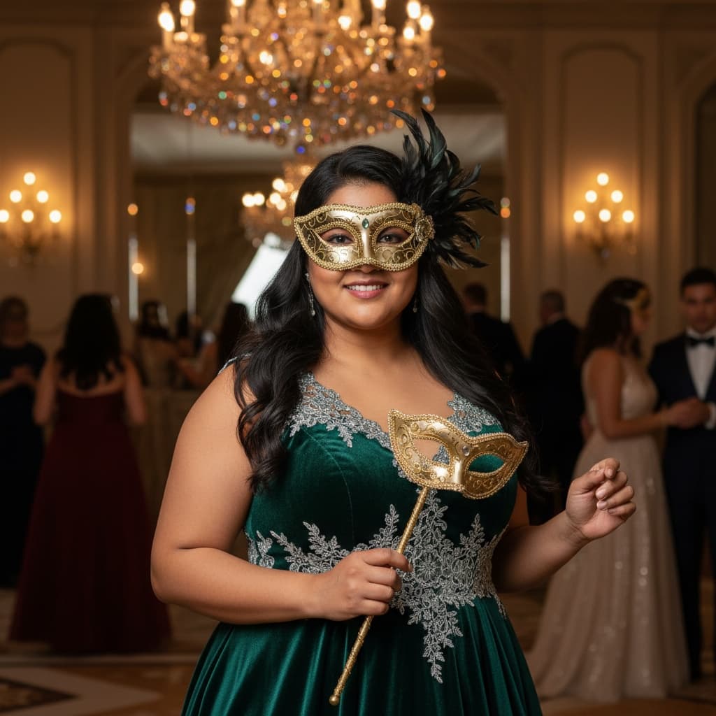 curve indian woman elegant masquerade ball 31337213