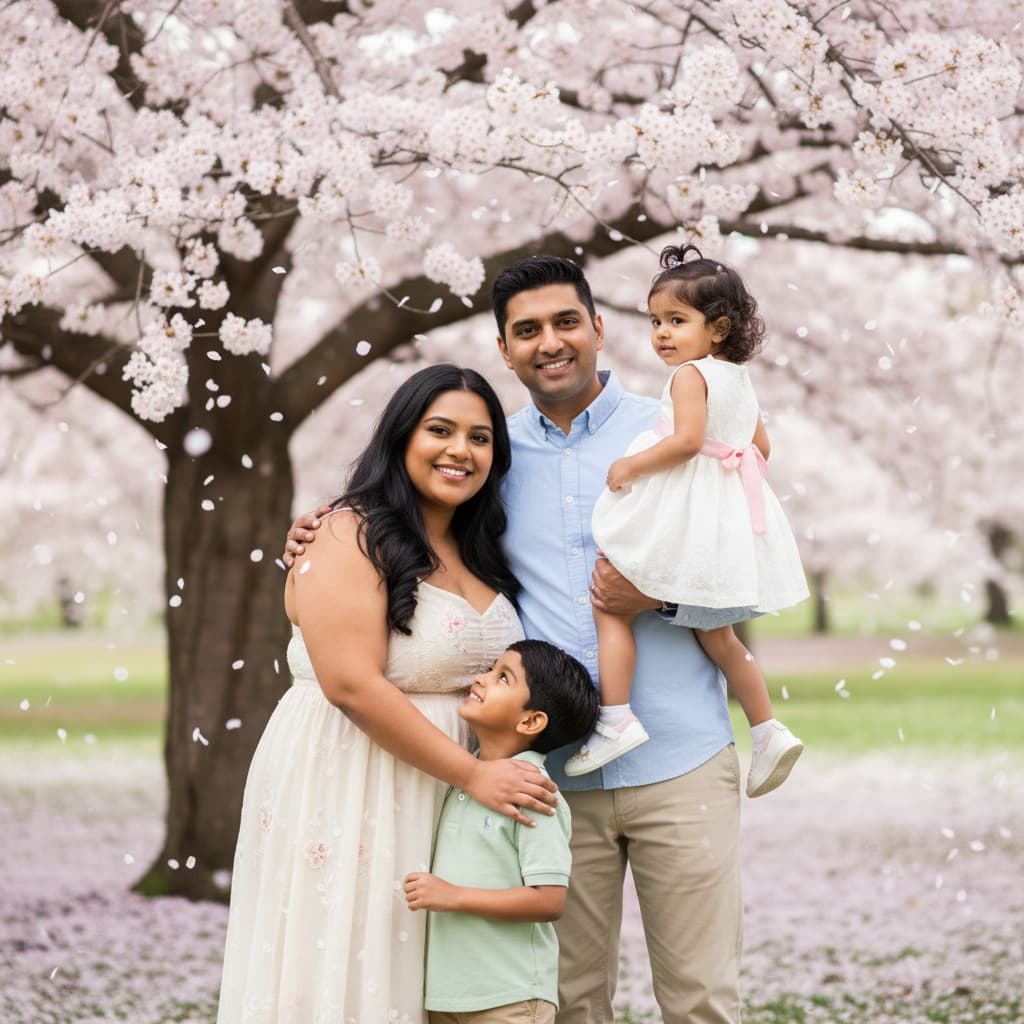 curve indian woman flowering tree portrait 82975163