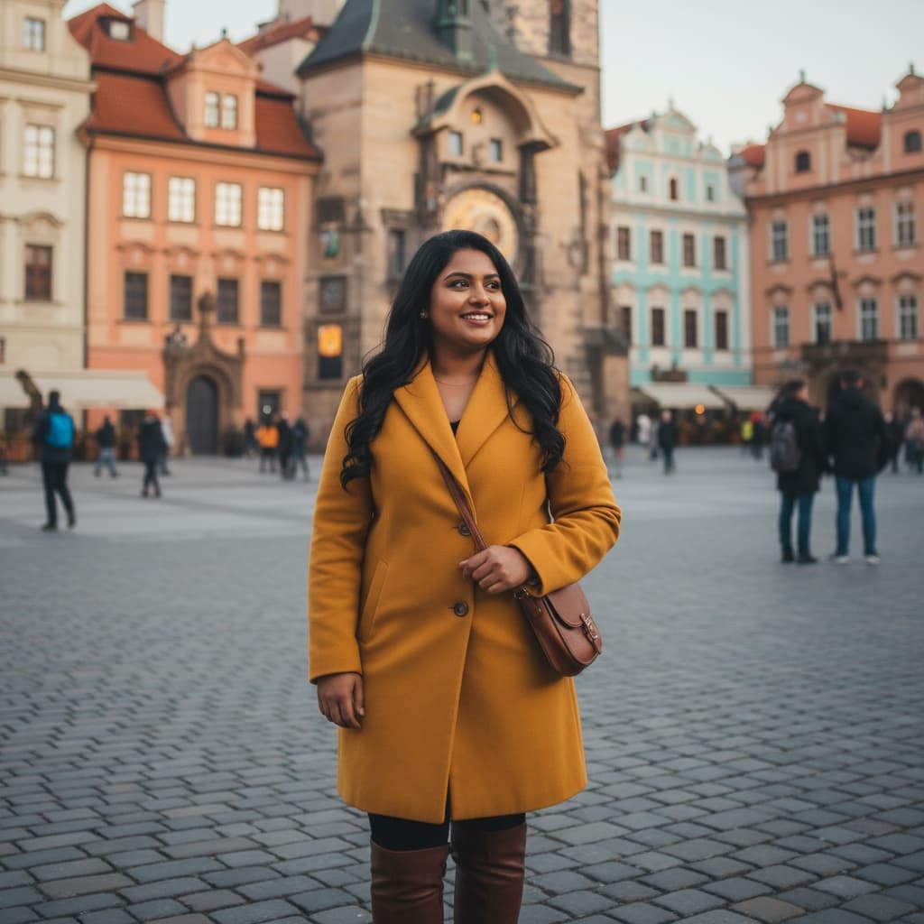 curve indian woman prague old town square 92669364
