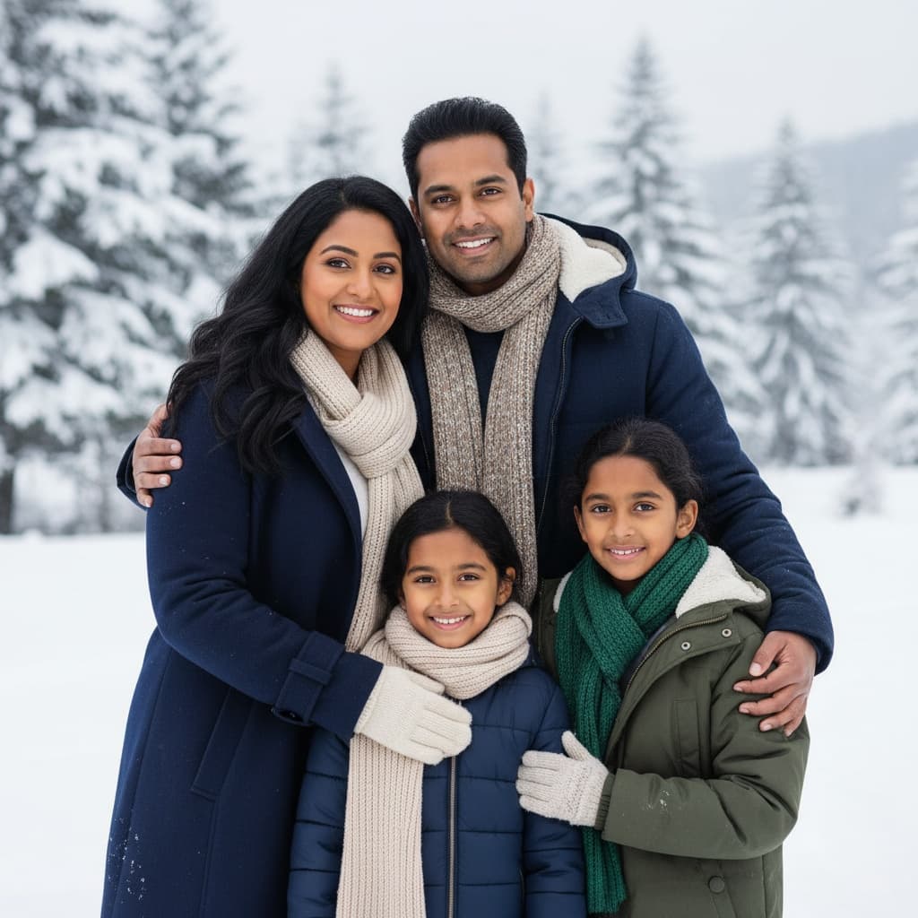 curve indian woman snowy outdoor winter 93646552