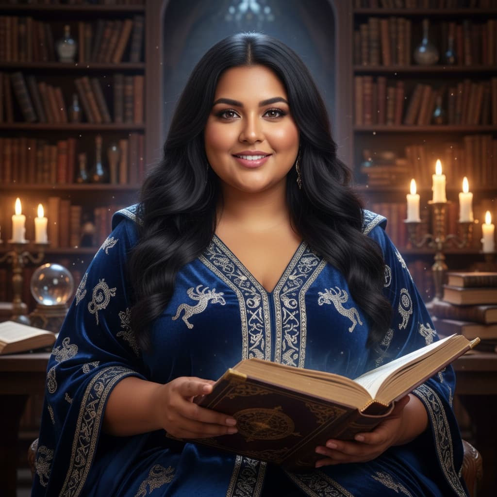 curve indian woman wizard scholar library 14022432
