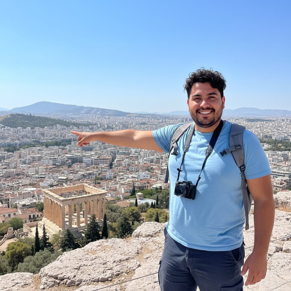 curve latino man acropolis overlook city view 59114073