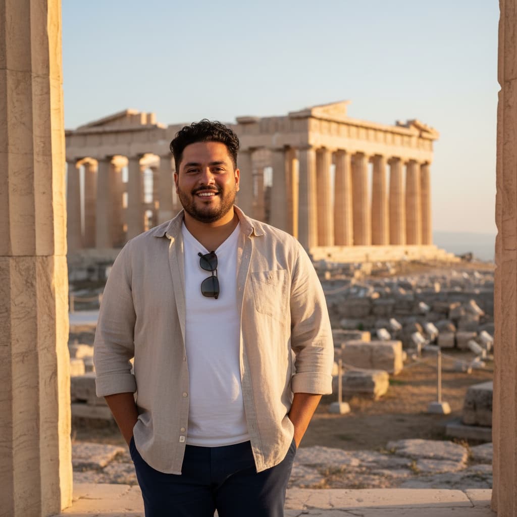 curve latino man acropolis parthenon golden hour 58281400