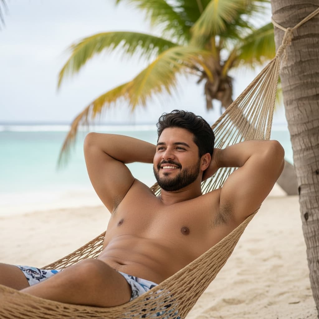 curve latino man beach hammock paradise 89767913