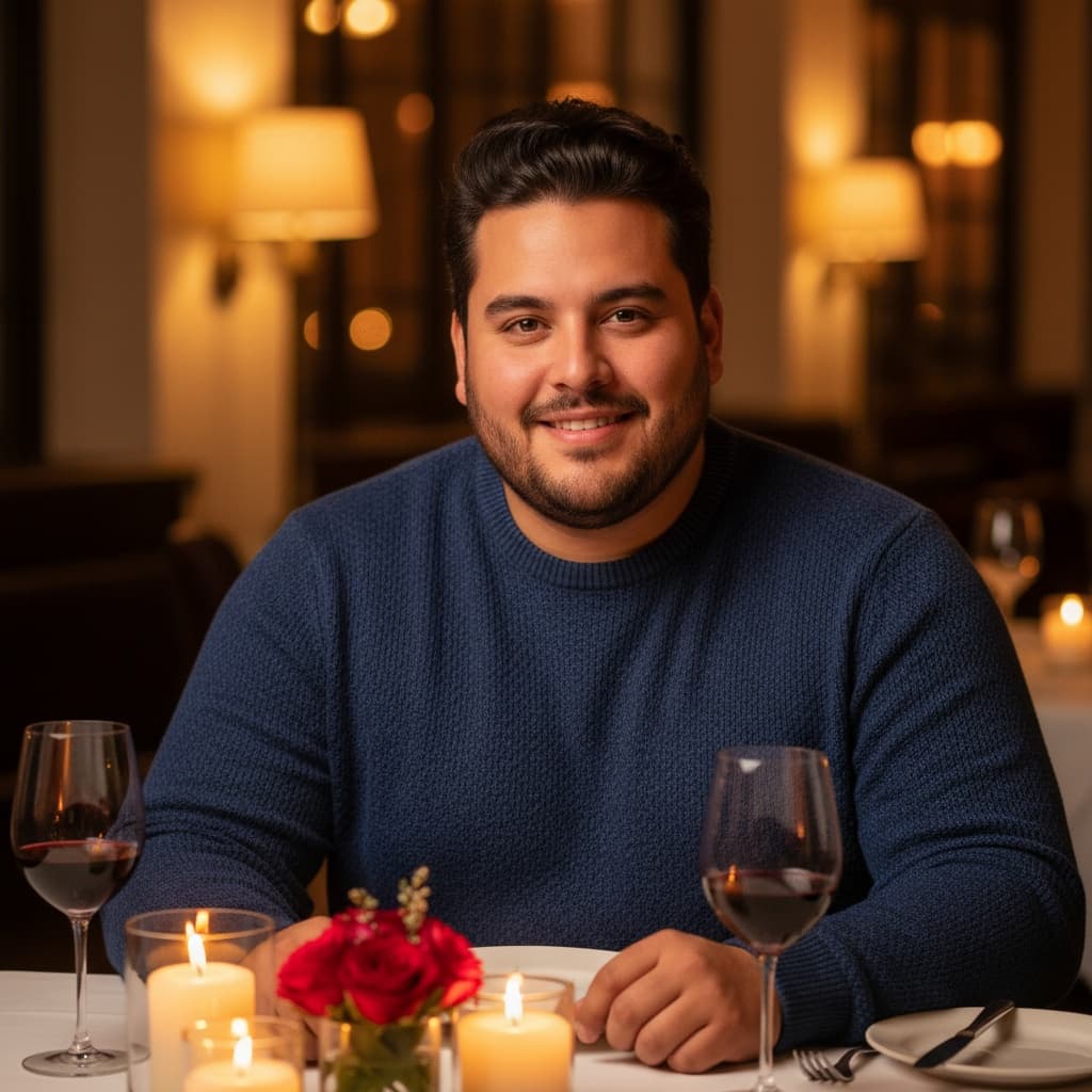 curve latino man candlelit dinner date 63093369