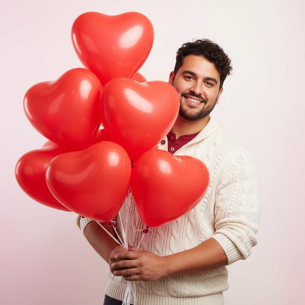 curve latino man heart shaped balloon 42603221