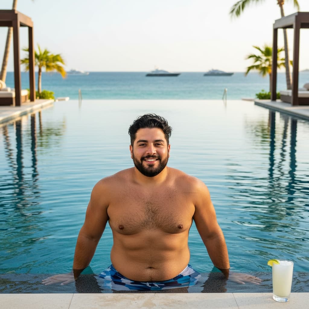 curve latino man infinity pool resort luxury 69983583
