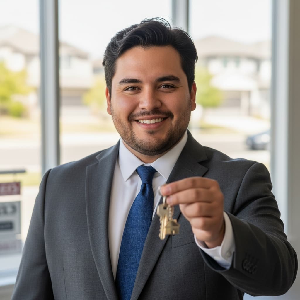 curve latino man keys in hand success 28846296