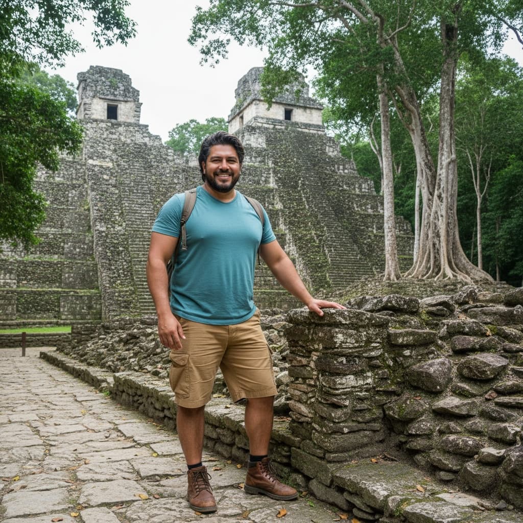 curve latino man mayan ruins adventure shot 33823137