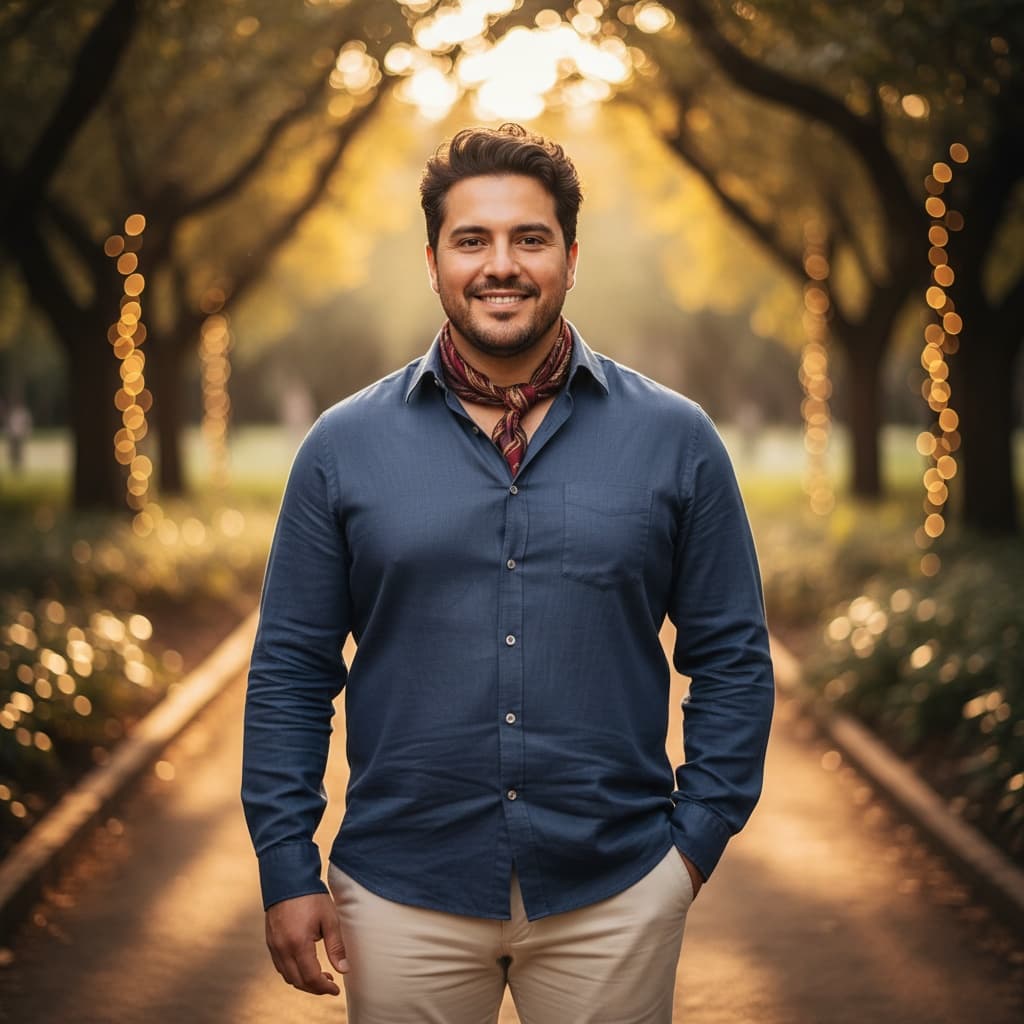 curve latino man outdoor sunset romance 73047425