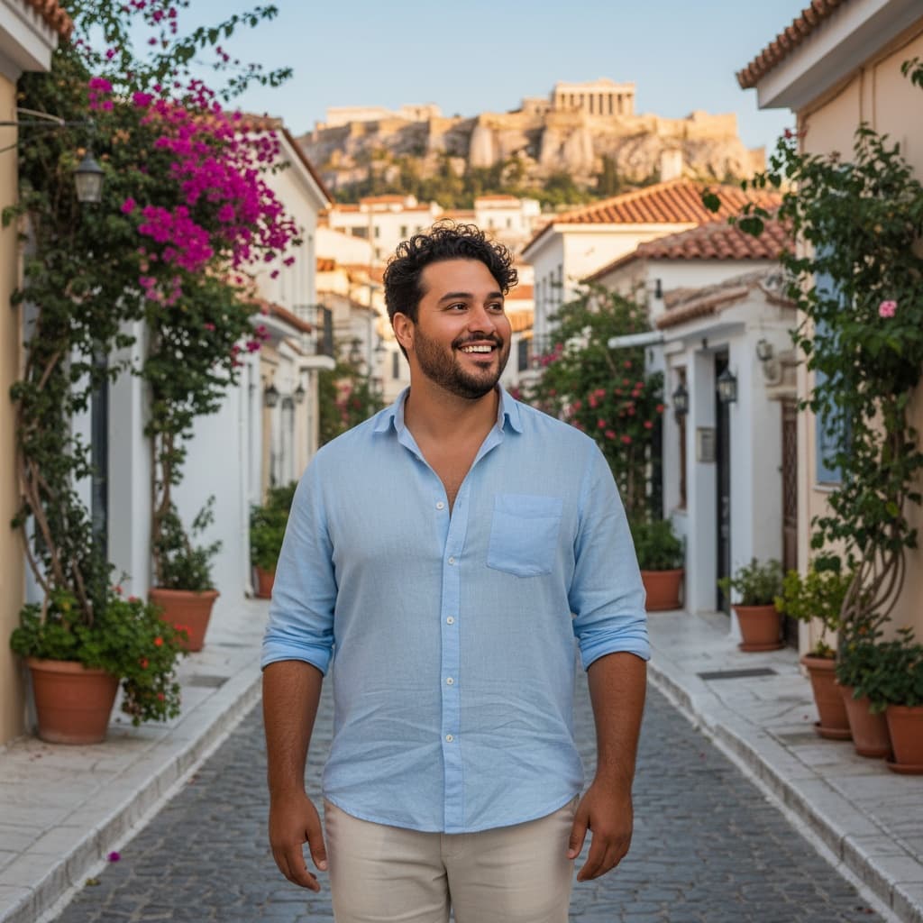curve latino man plaka acropolis background 94971117