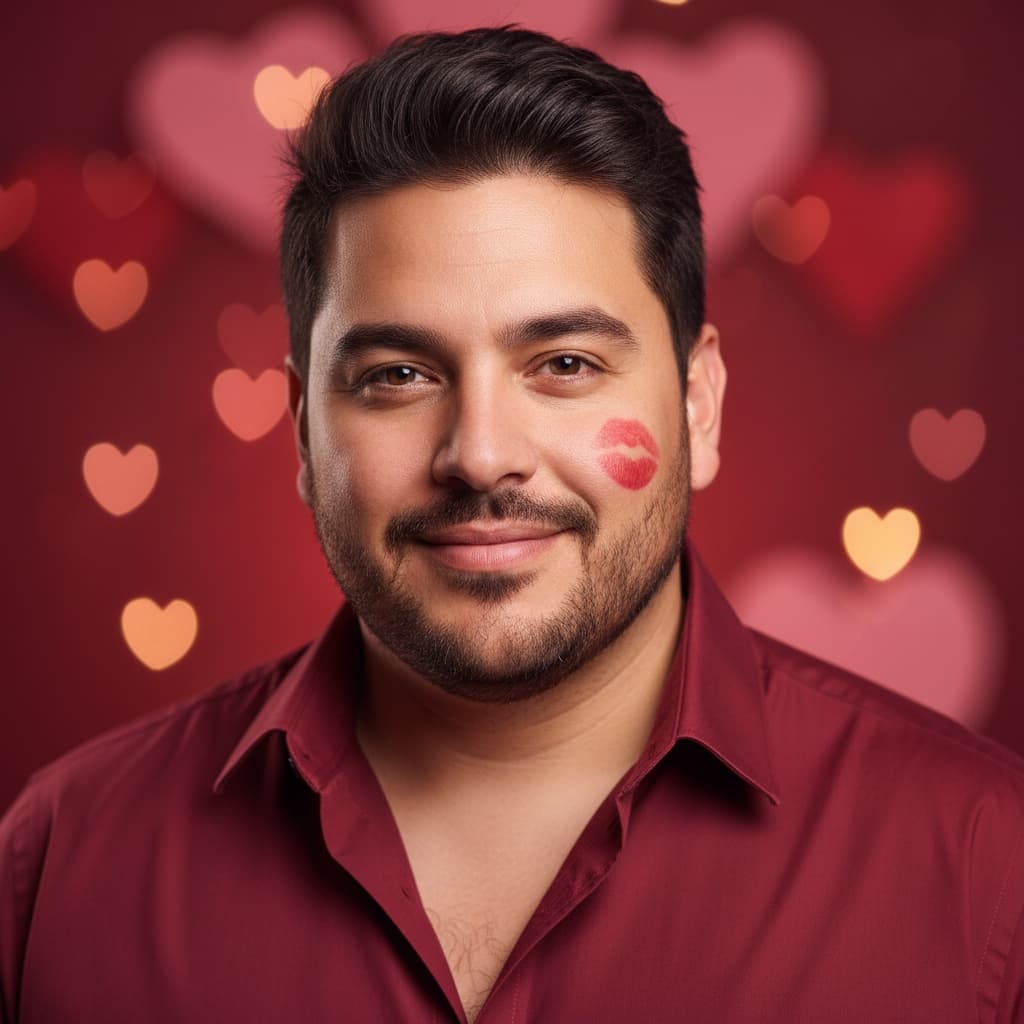 curve latino man red lipstick kiss 99967771
