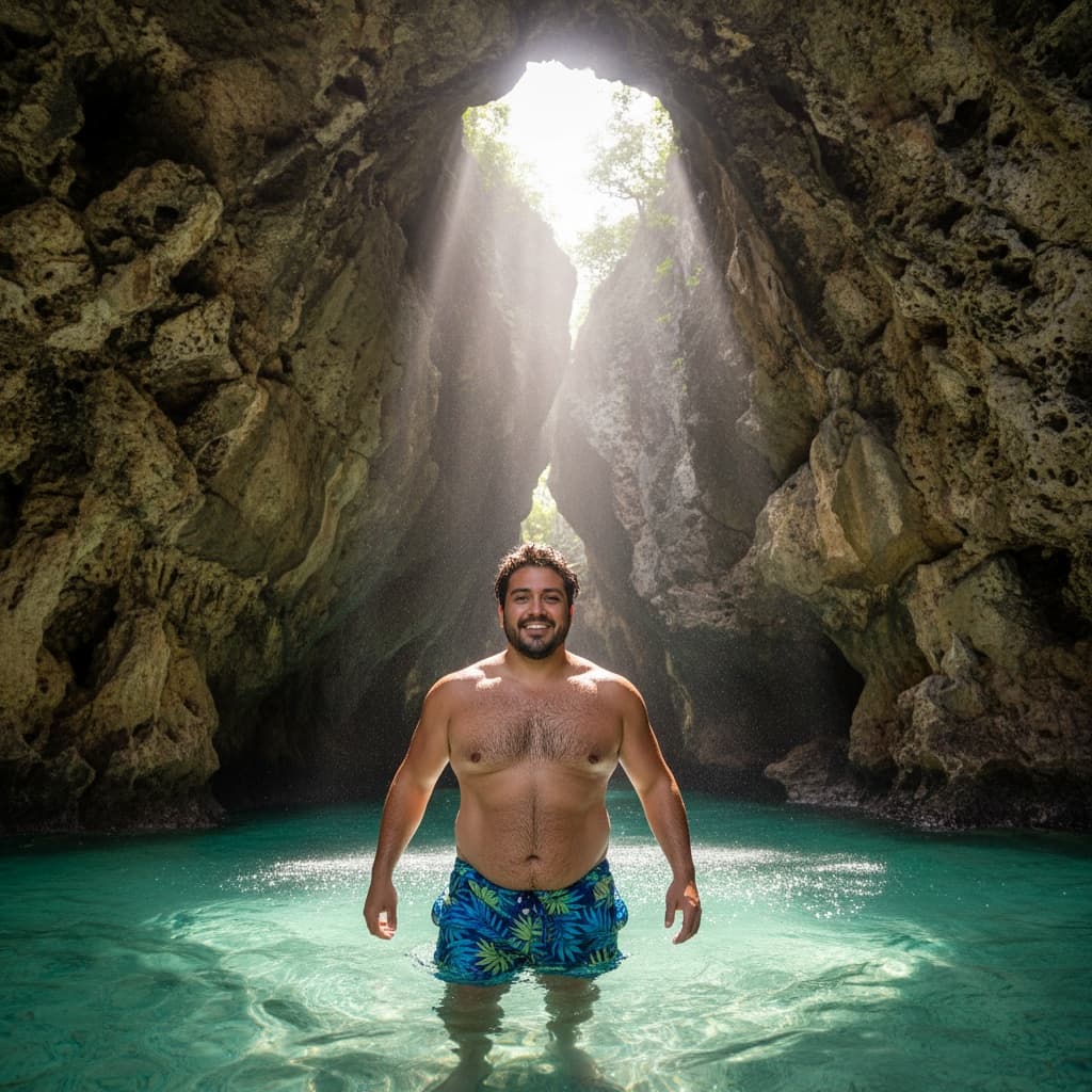 curve latino man secret beach entrance 68129904
