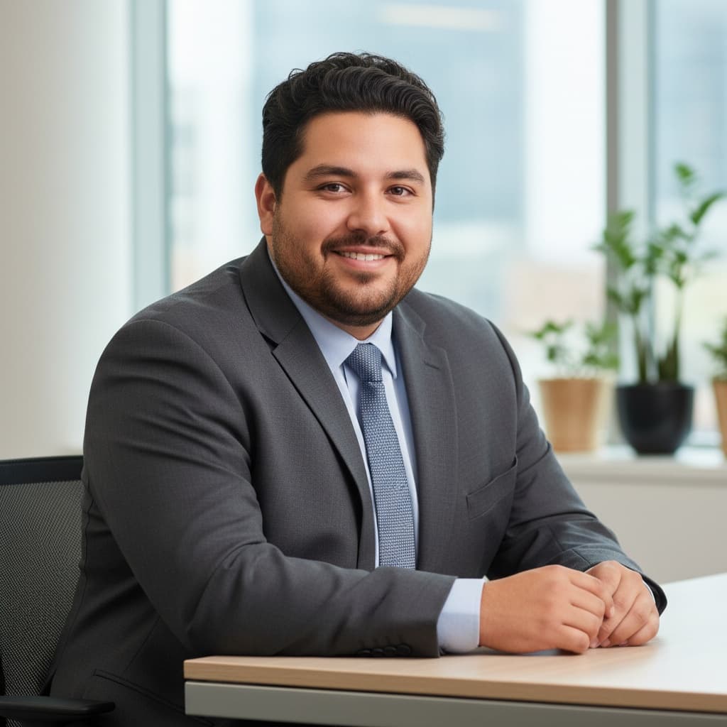 curve latino man sitting desk consultation 68004305