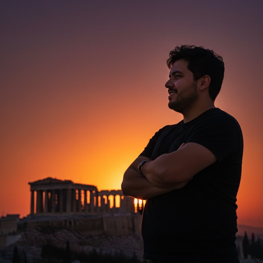 curve latino man sunset acropolis silhouette 56416956