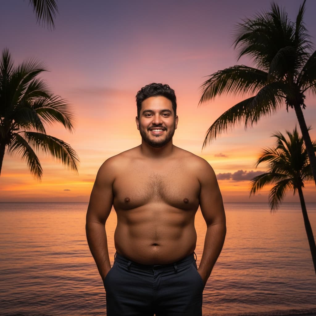 curve latino man sunset beach silhouette 14556623